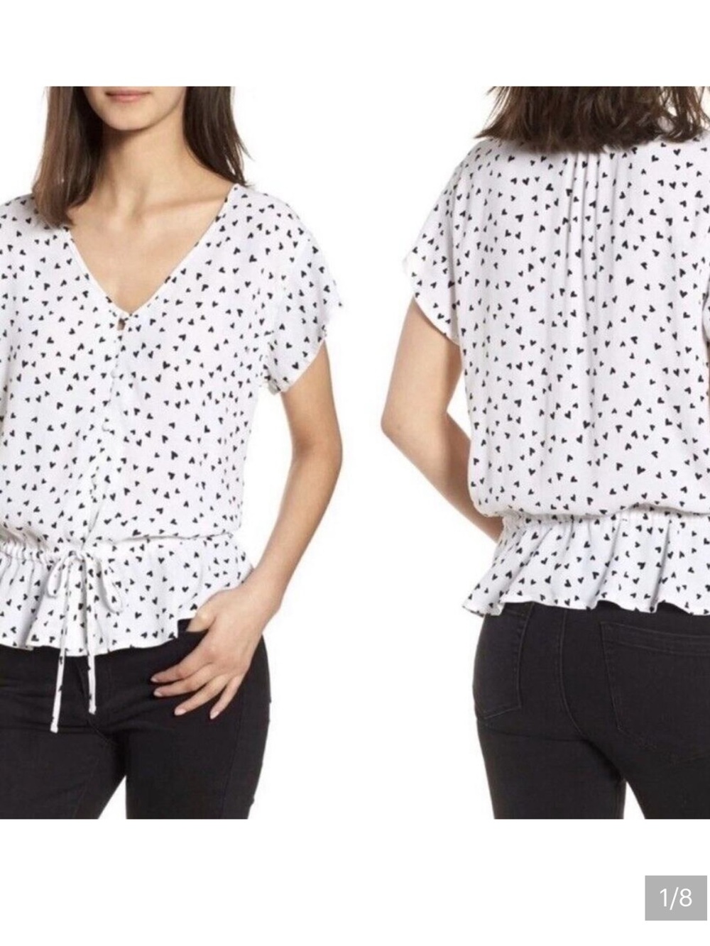 Rails bretton Xsmall Top with Black Heart Print